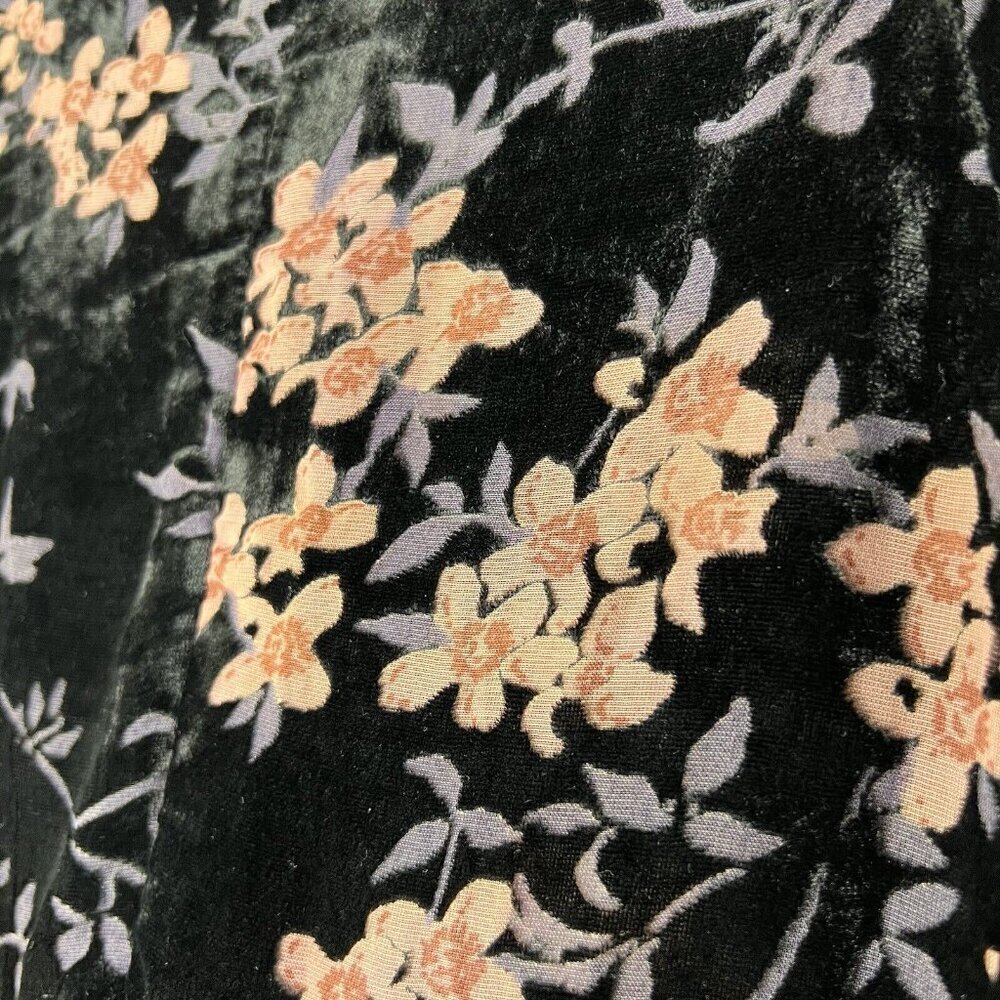 Another Love Velvet Floral Mini Dress Sz S Black Pink balloon sleeves - Picture 10 of 12